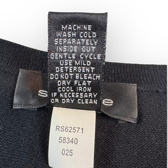 Black Button Down V-Neck Cardigan with Ruffles Small - Picture 7 of 7